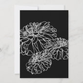 ロマンチック白黒モダンミニマルフローラベビー 招待状 (裏面)