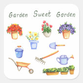 ロマンチック私は私の花を愛するミニマリストかわいい スクエアシール (正面)