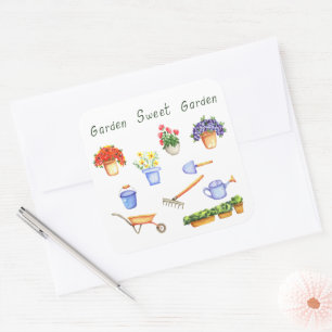 ロマンチック私は私の花を愛するミニマリストかわいい スクエアシール