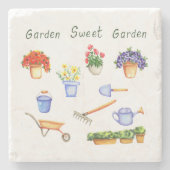 ロマンチック私は私の花を愛するミニマリストかわいい ストーンコースター (正面)