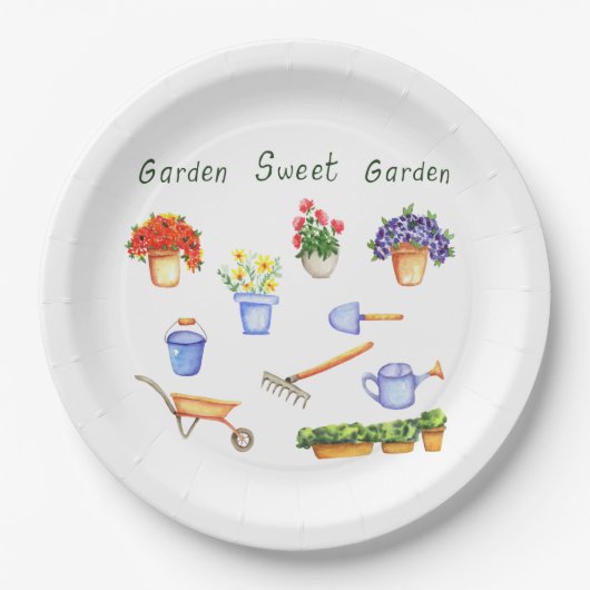 ロマンチック私は私の花を愛するミニマリストかわいい ペーパープレート (正面)