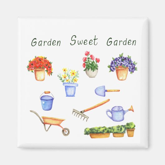 ロマンチック私は私の花を愛するミニマリストかわいい マグネット (正面)