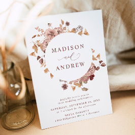 ロマンチック秋フローラリース結婚ズ 招待状