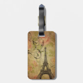 ロマンチック秋秋ダマスクパリエッフェルタワー ラゲッジタグ (裏面縦)