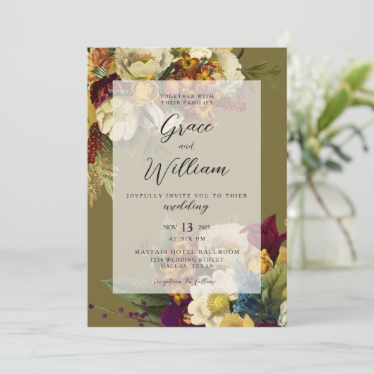 ロマンチック秋秋フローラ結婚式招待状 招待状 (スタンド正面)