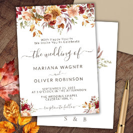 ロマンチック秋結婚フローラ 招待状