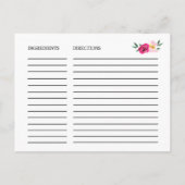 ロマンチック童話ブライダルシャワーレシピカード ポストカード (裏面)