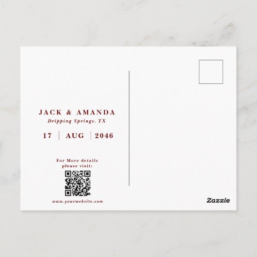 ロマンチック素晴らしな結婚式は日付はがきを保存 ポストカード (裏面)