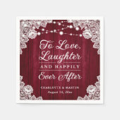 ロマンチック素朴なウッドレースバーガン結婚ディーズのナプキン スタンダードカクテルナプキン (正面)