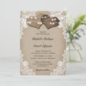 ロマンチック素朴なカントリーシックなバーラップレース結婚ズ 招待状 (スタンド正面)