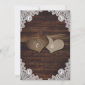 ロマンチック素朴なカントリーシックなバーラップレース結婚ズ 招待状 (裏面)