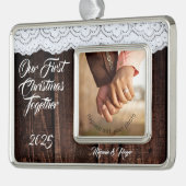 ロマンチック素朴なシックなレースとウッド シルバープレートフレームオーナメント (左)