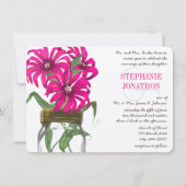 ロマンチック素朴なピンクのメイスンジャールワイルドフラワー結婚ズ 招待状 (正面)