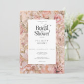ロマンチック素朴なピンク&ホワイトフローラブライダルシャワー 招待状 (スタンド正面)