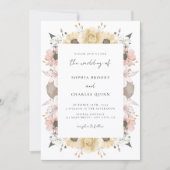 ロマンチック素朴なフローラニュートラル結婚写真 招待状 (正面)