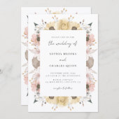 ロマンチック素朴なフローラニュートラル結婚写真 招待状 (正面/裏面)