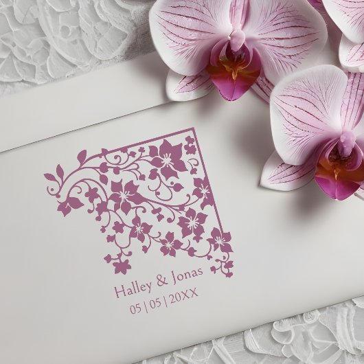 ロマンチック素朴なボホワイルドフラワーコーナー結婚ズ ラバースタンプ