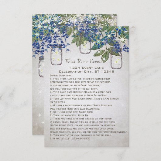 ロマンチック素朴なメイソンの瓶が星の下に 招待状 (正面/裏面)