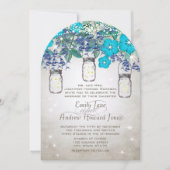 ロマンチック素朴なメイソンの瓶が星の下に 招待状 (正面)