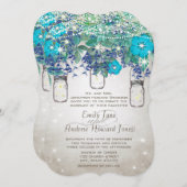 ロマンチック素朴なメイソンの瓶が星の下に 招待状 (正面/裏面)