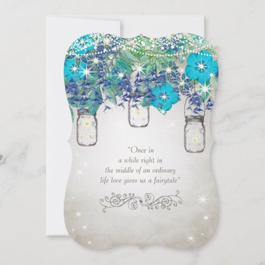 ロマンチック素朴なメイソンの瓶が星の下に 招待状 (裏面)