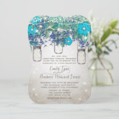 ロマンチック素朴なメイソンの瓶が星の下に 招待状 (スタンド正面)