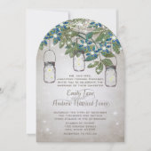 ロマンチック素朴なメイソンの瓶が星の下に 招待状 (正面)