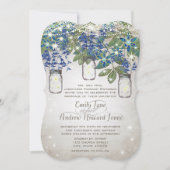 ロマンチック素朴なメイソンの瓶が星の下に 招待状 (正面)