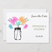 ロマンチック素朴なメイソンジャールワイルドフラワー結婚ズインビ 招待状 (正面)