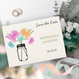 ロマンチック素朴なメイソンジャールワイルドフラワー結婚ズインビ 招待状