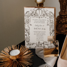 ロマンチック素朴なヴィンテージビーハイブススクロール花 招待状