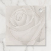 ロマンチック素朴な白いバラの花結婚の数 フェイバータグ (裏面)