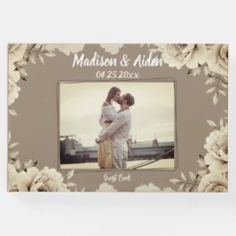 ロマンチック素朴な白バラ結婚の写真 ゲストブック