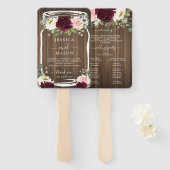 ロマンチック素朴な緑のメイソンジャー結婚式 プログラム ハンドファン (正面&裏面)