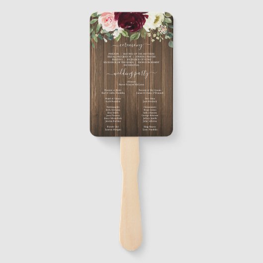 ロマンチック素朴な緑のメイソンジャー結婚式 プログラム ハンドファン (裏面)