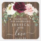 ロマンチック素朴な緑の木の好意ステッカー スクエアシール (正面)