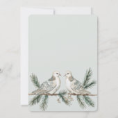 ロマンチック素朴な緑の白い金ゴールドの結婚鳥 招待状 (裏面)