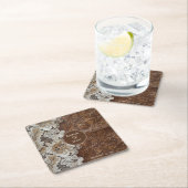 ロマンチック素朴な西カントリーレザーとレース スクエアペーパーコースター (インサイチュ)