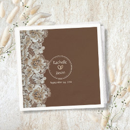 ロマンチック素朴な西カントリーレザーとレース スタンダードカクテルナプキン