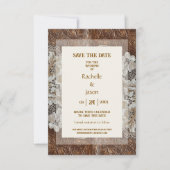 ロマンチック素朴な西カントリーレザーとレース セーブザデート (正面)