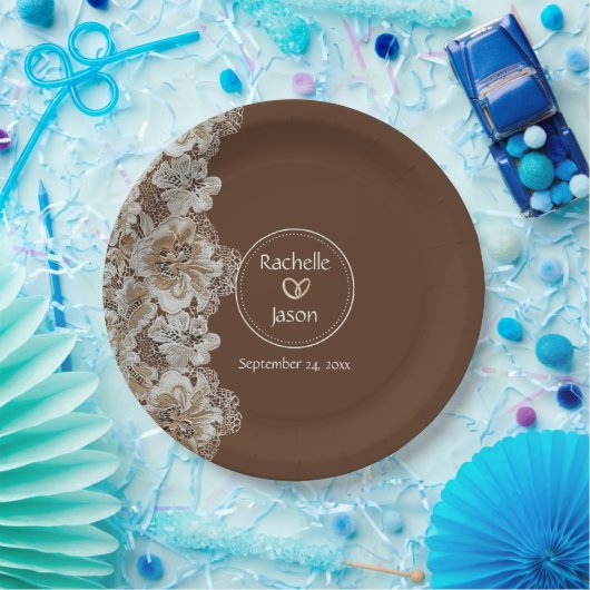 ロマンチック素朴な西カントリーレザーとレース ペーパープレート (パーティー)