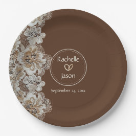 ロマンチック素朴な西カントリーレザーとレース ペーパープレート