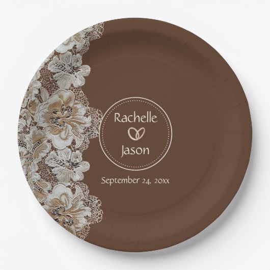 ロマンチック素朴な西カントリーレザーとレース ペーパープレート (正面)