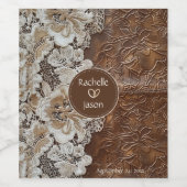 ロマンチック素朴な西カントリーレザーとレース ワインラベル (シングルラベル)