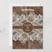 ロマンチック素朴な西カントリーレザーとレース 招待状 (正面)