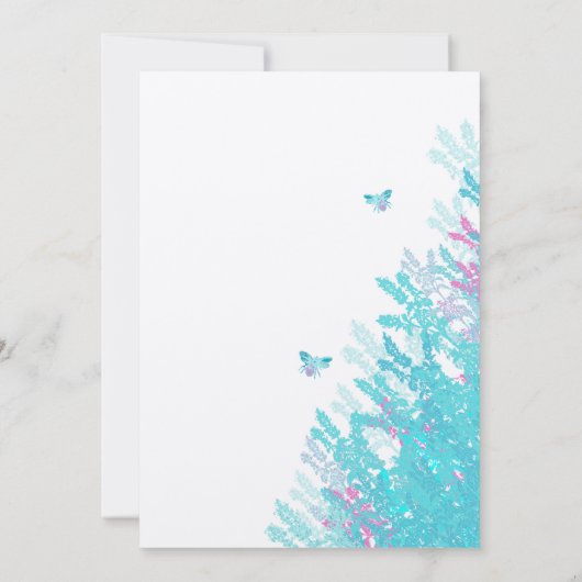 ロマンチック素朴アカウピンクワイルドフラワービー 招待状 (裏面)