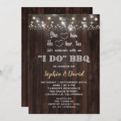 ロマンチック素朴ウッド私はBBQリハーサルディナーを行う 招待状 (正面/裏面)