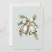 ロマンチック素朴グリーンホワイト金ゴールドベルズボー結婚ズ 招待状 (裏面)