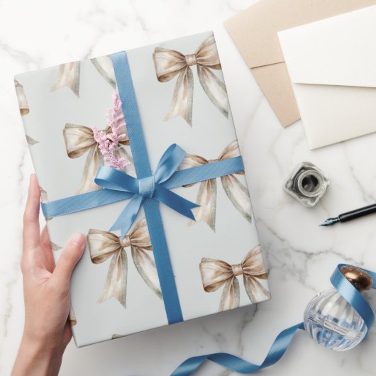 ロマンチック素朴グリーンホワイト金ゴールドボー結婚ズ ラッピングペーパー (ギフト)