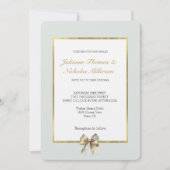 ロマンチック素朴グリーンホワイト金ゴールドボー結婚ズ 招待状 (正面)
